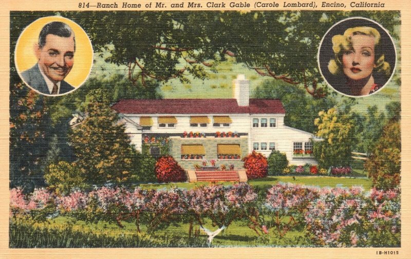 Vintage Postcard 1920's Ranch Home of Mr. and Mrs. Clark Gable Encino California