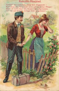 Art Nouveau Recruit Says Goodbye to His Wife Vintage Postcard 07.11