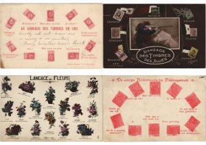 LANGUAGE DE STAMPS FANTASY 21 Vintage Postcards Mostly Pre-1940 (L3059)