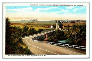 Vintage 1920's Postcard - Highway Cumberland & Washington Jug Bridge Frederick