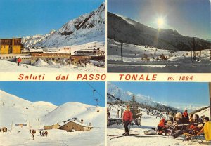 Ponte di Legno, Italy  PASSO TONALE PASS SKI RESORT  Lodge~Skiers  4X6 Postcard