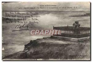 Old Postcard Saint Malo Le Tombeau de Chateaubriand one day storm Botrel