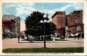 Postcard GA Macon Dempsey Park American National Bank & Dempsey Hotel 1920s S75