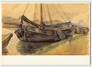 PIET MONDRIAN Painting Gemeerde schuiten Art 1990s 4x6 Postcard