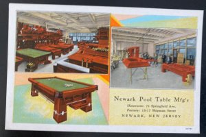 Mint USA Advertising Picture Postcard Newark Pool Table Billiard MFG’s