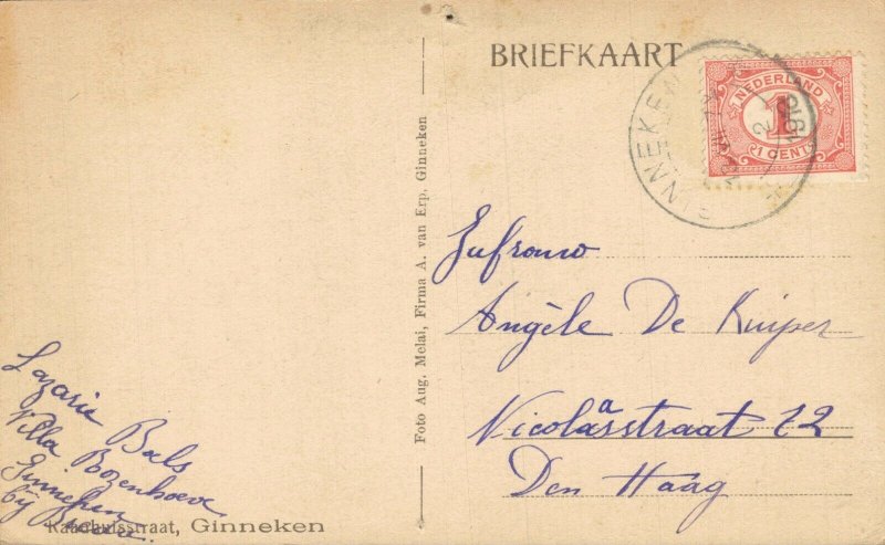 Netherlands Ginneken Raadhuisstraat Vintage Postcard 08.27