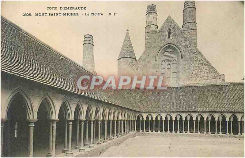 Old Postcard Cote emeraude 2306 Mont Saint Michel cloister