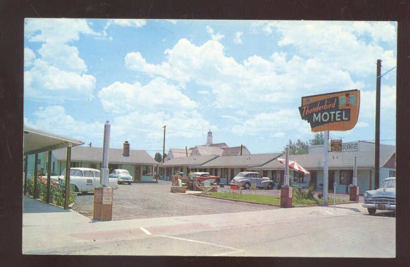 SHOW LOW ARIZONA THUNDERBIRD MOTEL 1950's CARS VINTAGE ADVERTISING POSTCARD