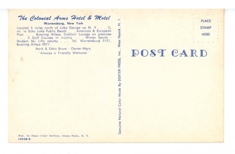 NY - Warrensburg. Colonial Arms Hotel & Motel