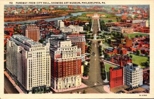 Pennsylvania Philadelphia Parkway From City Hall Showing Art Museum 1944 Curt...