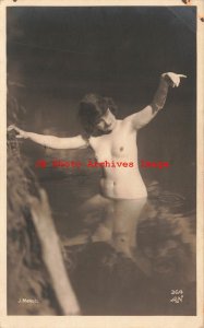 918759-Studio Shot, Photo, Beautiful Risque Nude French Woman Standing in River