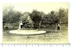 C.1910 RPPC Fountain & People in Coles Park, Aurora, Nebraska Real Photo P35