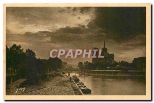 Old Postcard Notre Dame Paris Crepuscule