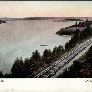 1914 Cape Breton NS Bras d'Or Lakes Railway Track Scenic Coast Shoreline View