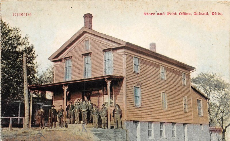 H95/ Inland Ohio Postcard c1910 Store and Post Office Building Mail Carriers 23