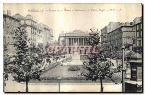 Postcard Marseille Old Square of the Exchange and Monument Pierre Puget