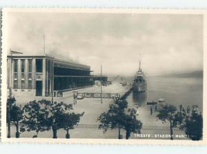 old rppc SHIP BOAT AT DOCK Trieste Italy HM2311