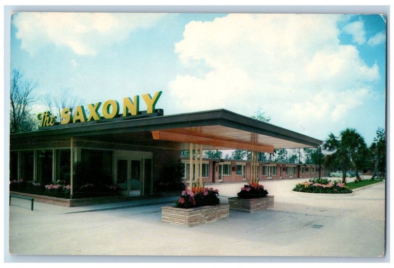 New Orleans Louisiana Postcard The Saxony Motel Exterior Roadside Signage c1960