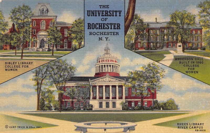 Rochester New York 1940s Postcard University Of Rochester Multiview