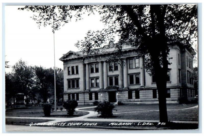 c1940's Grant County Court House Milbank South Dakota SD RPPC Photo Postcard