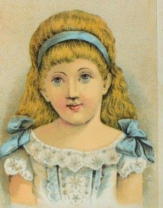 1880's Chalcedony Saxolin Soap Lovely Young Girl Blue & White Dress P64