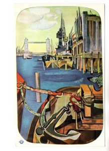 4.5 X 7 London's River, Painting by John Minton, Transport Poster England