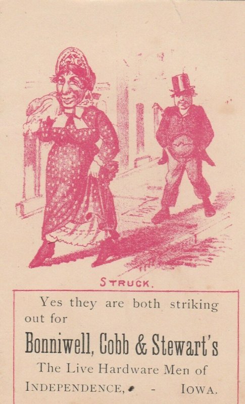 Independence IA Bonniewell, Cobb & Stewart TC~Old Man & Lady Striking Out~c1889