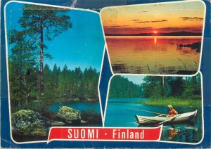 Postcard Europe Suomi Finland 1978 multi view boat