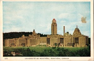 Universite De Montreal Canada WOB Cancel Postcard Vintage 15c Stamp WOB  