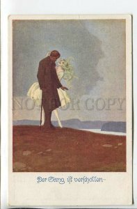 461907 KUTZER song is lost Sad man & White WITCH Vintage postcard Josef Eberle