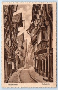 Hildesheim Jewish Street Surreal Artist signed Erich Baxmann GERMANY Postcard