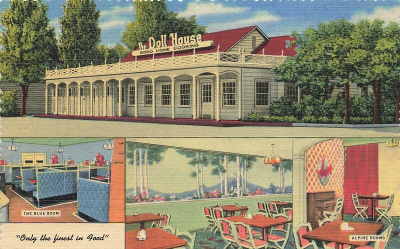 Salt Lake City UT The Doll House Restaurant Duo View Linen Postcard