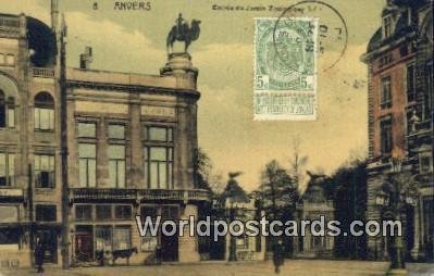 Entr»e du Jardin Zoologique Anvers, Belgium 1910 Stamp on front 