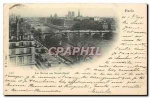 Old Postcard Paris Seine at Pont Neuf