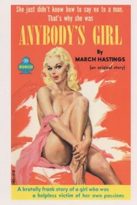 Anybodys Girl Oversexed Lady Cant Say No Risque 1950s Book Postcard