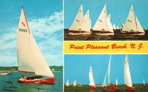 Vintage Postcard Sail Boats Clear Sailing Point Pleasant Beach New Jersey NJ