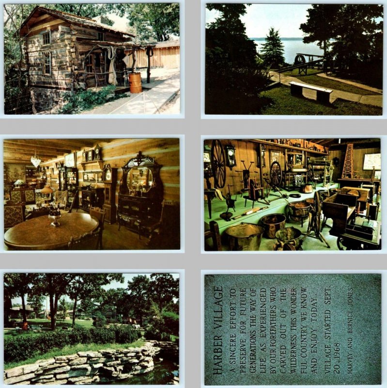 6 Postcards GROVE, Oklahoma OK ~ Scenes at HAR-BER VILLAGE Pioneer Museum c1970s