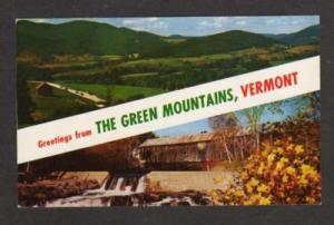 VT Greetings from THE GREEN MOUNTAINS VERMONT Postcard