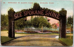 Entrance To Manito Park Spokane Washington WA Scenic Flower Garden Postcard