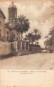 Antiqua BWI St John's Cathedral North Entrance Antique Postcard J69824