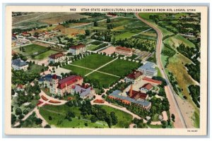 Aerial View Of Utah State Agricultural College Campus From Air Logan UT Postcard