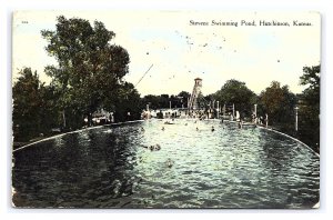 Postcard Stevens Swimming Pond Hutchinson Kansas c1909 Postmark