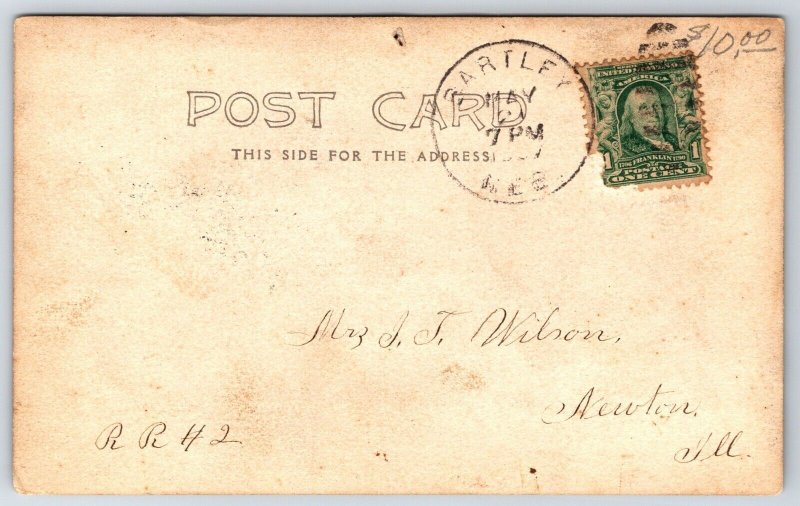 Bartley NE United Methodist Episcopal Church~Corner Tower w/Small Steeple~RPPC