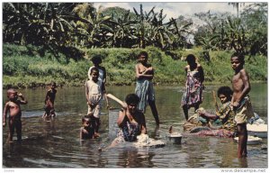 FIJI, 1940-1960's; Washing Day, Mountain River