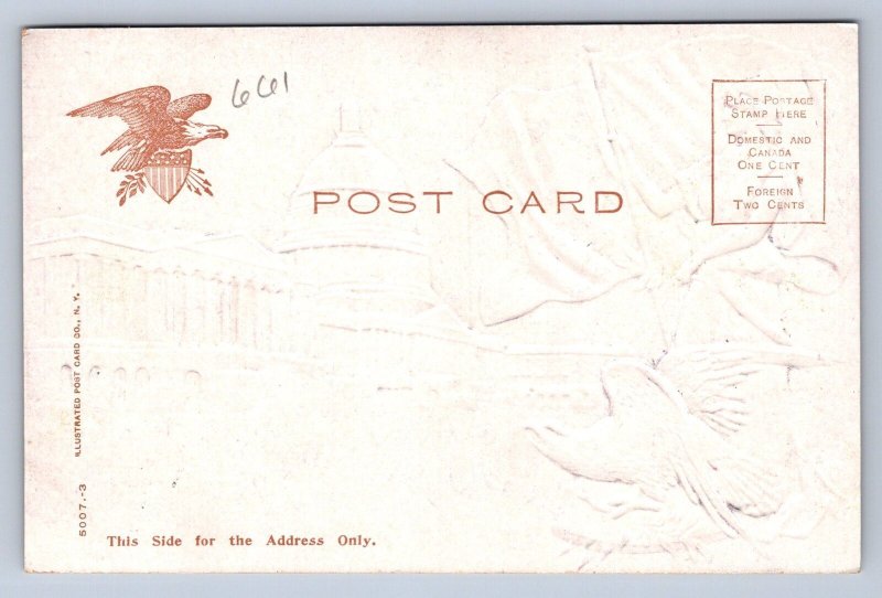 K3/ Patriotic Postcard c1910 Lady Liberty Eagle Flag Capitol 460