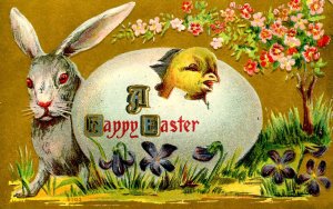 Greeting - Easter.  (chick & bunny)