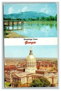 Vintage 1960's Postcard Greetings From Georgia - Stone Mountain & State Capitol