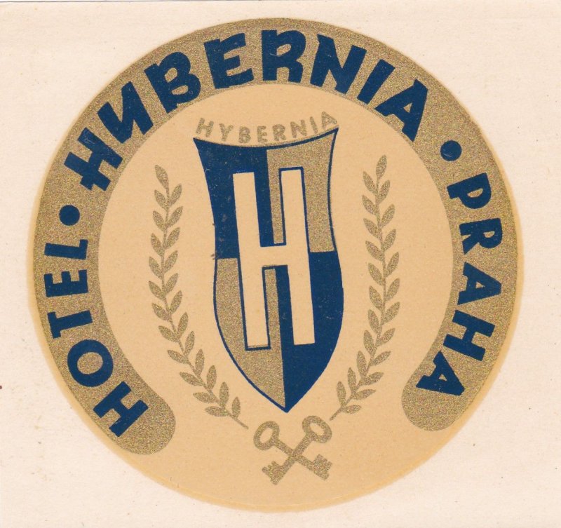 Czechoslovakia Praha Hotel Hybernia Vintage Luggage Label sk3679