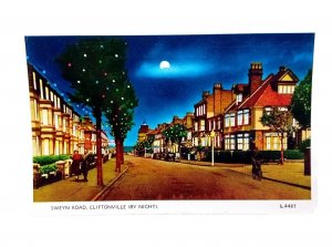 3 X Cliftonville Kent At Night Vintage Postcards Sweyn Rd Surret Rd Godwin Rd