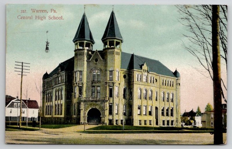 Warren PA Central High School Pennsylvania Postcard X30